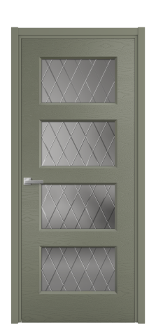 Дверь межкомнатная Плэйн 4 Цвет Зеленый Brash Покрытие Эмаль брашированная  Наличник L 50 Цена 45500