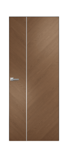 Дверь межкомнатная Юнит Слот 10-111 Цвет Дуб Темный Покрытие Шпон натуральный  Наличник Скрытый короб хром Цена 56850