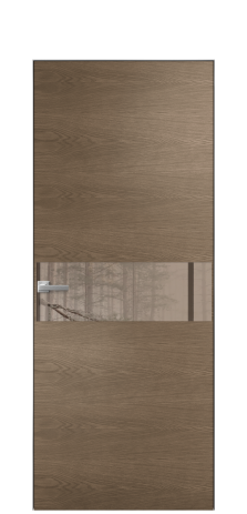 Дверь межкомнатная Vetro 11 Цвет Дуб Мускат Покрытие Шпон натуральный  Наличник Скрытый короб хром Цена 49950