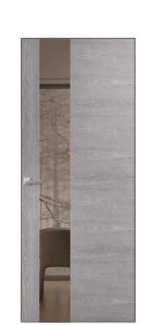 Дверь межкомнатная Vetro 14 Цвет Дуб Кварц Покрытие Шпон натуральный  Наличник Скрытый короб хром Цена 49950