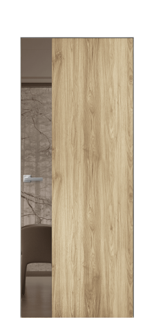 Дверь межкомнатная Vetro 19 Цвет Орех светлый Покрытие ПВХ ПОД ДЕРЕВО Наличник Скрытый короб хром Цена 46050