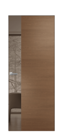 Дверь межкомнатная Vetro 19 Цвет Дуб Темный Покрытие Шпон натуральный  Наличник Скрытый короб хром Цена 54500