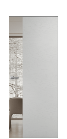 Дверь межкомнатная Vetro 19 Цвет Ясень Телегрей Покрытие Шпон крашеный  Наличник Скрытый короб хром Цена 52900