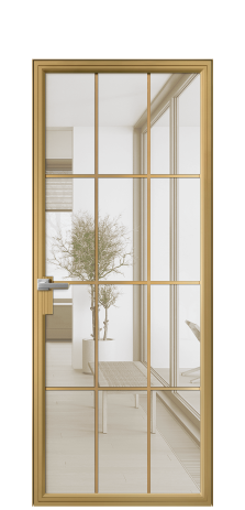 Дверь межкомнатная Фрейм 12 Цвет Латунь Покрытие Алюминий  Наличник Скрытый короб Цена 91120