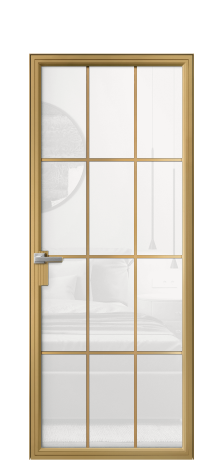 Дверь межкомнатная Фрейм 12 Цвет Латунь Покрытие Алюминий  Наличник Скрытый короб Цена 94544